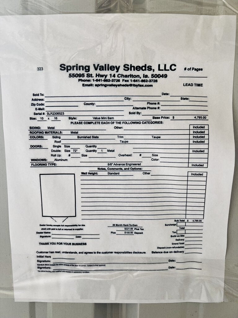 Value Mini Barn Spring Valley Shed