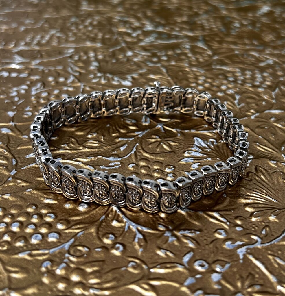 Sterling Silver Diamond Chip S Link Tennis Bracelet