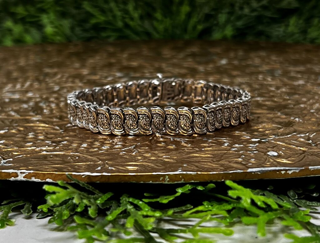Sterling Silver Diamond Chip S Link Tennis Bracelet
