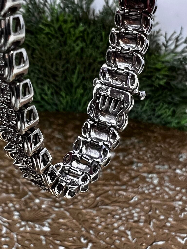 Sterling Silver Diamond Chip S Link Tennis Bracelet