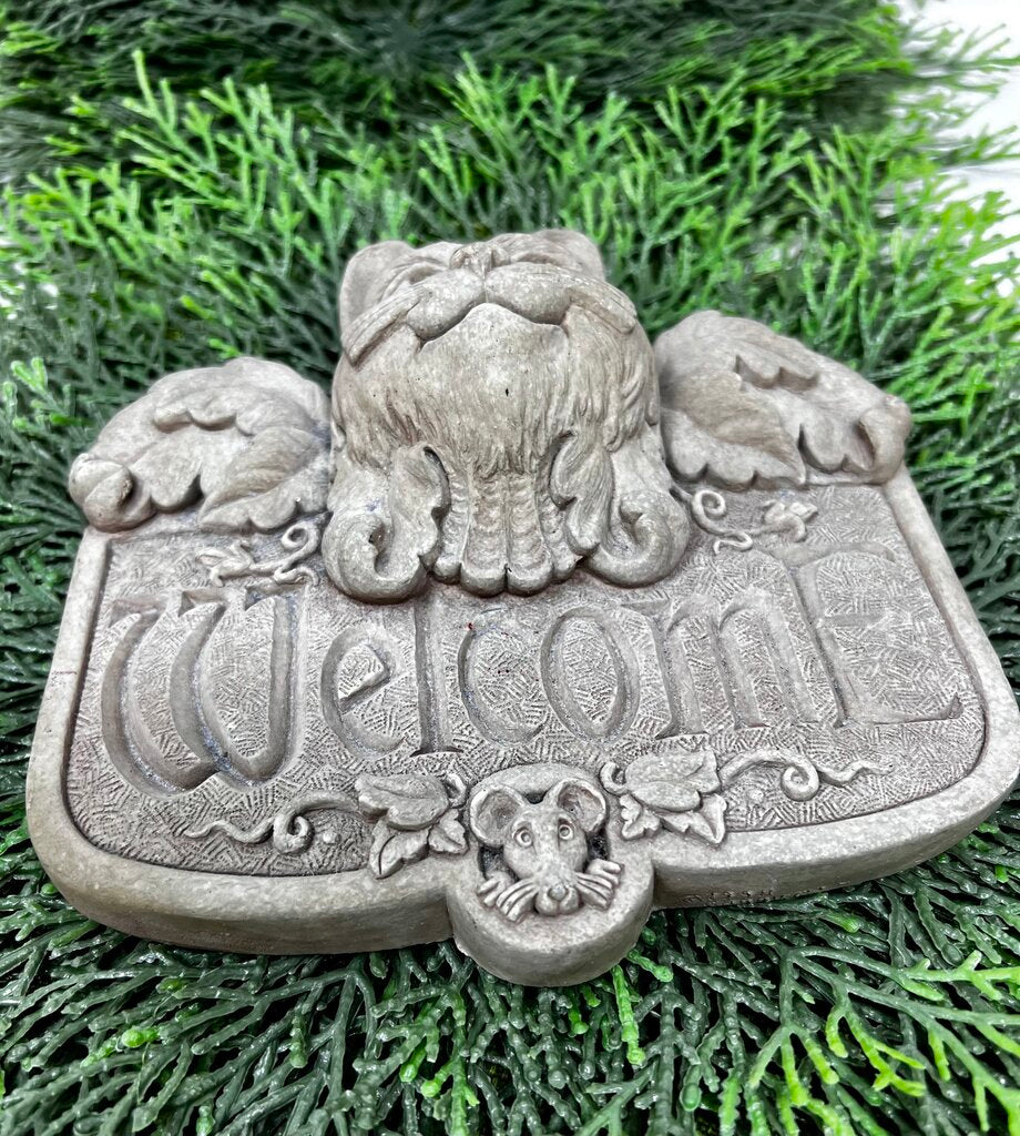 Carruth Studio Concrete Gothic Cat Welcome Plaque Sign