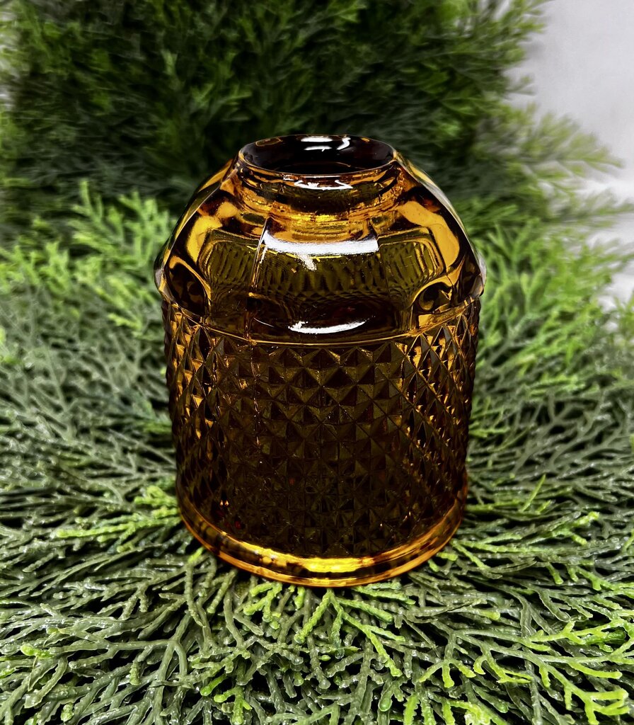 VTG Viking Glass Diamond Point Amber Fairy Lamp
