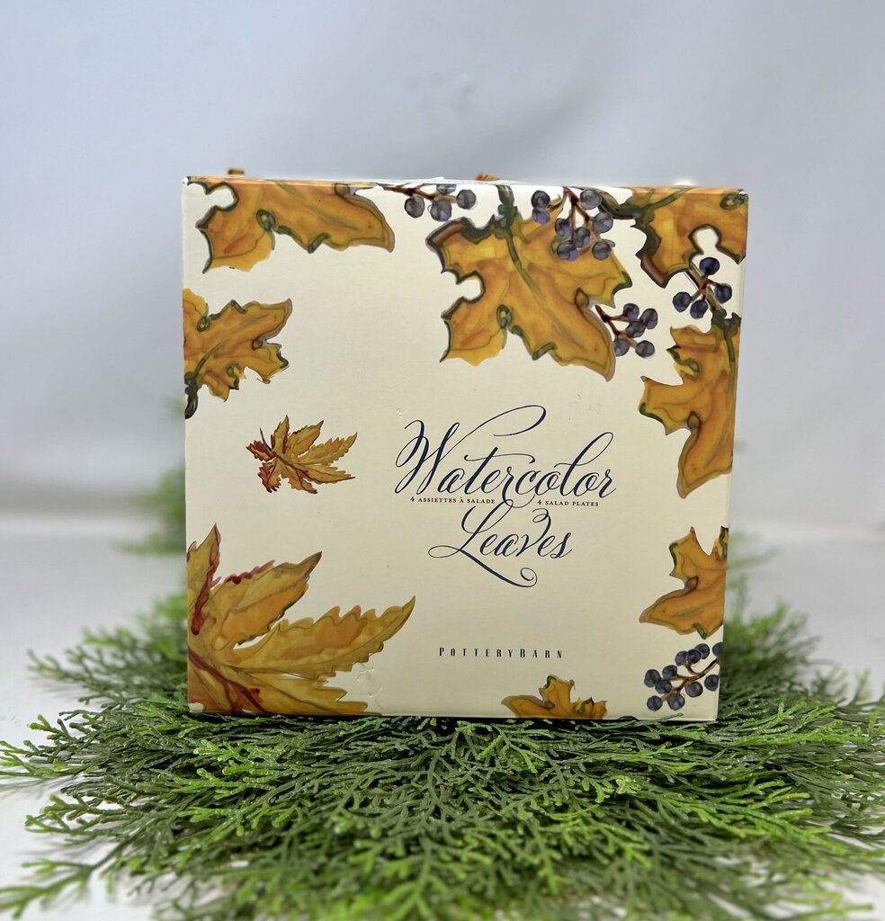 Pottery Barn Watercolor Leaves Plate Set