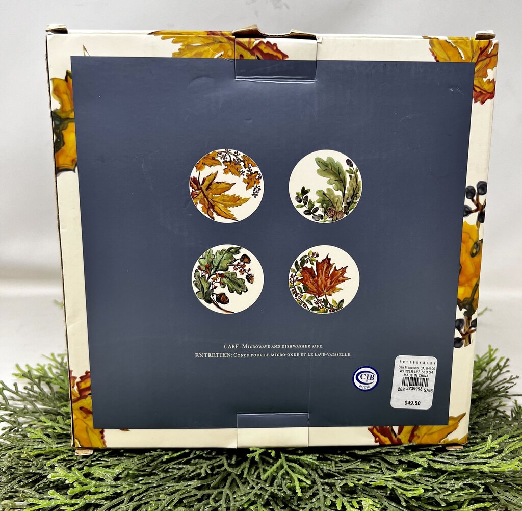Pottery Barn Watercolor Leaves Plate Set