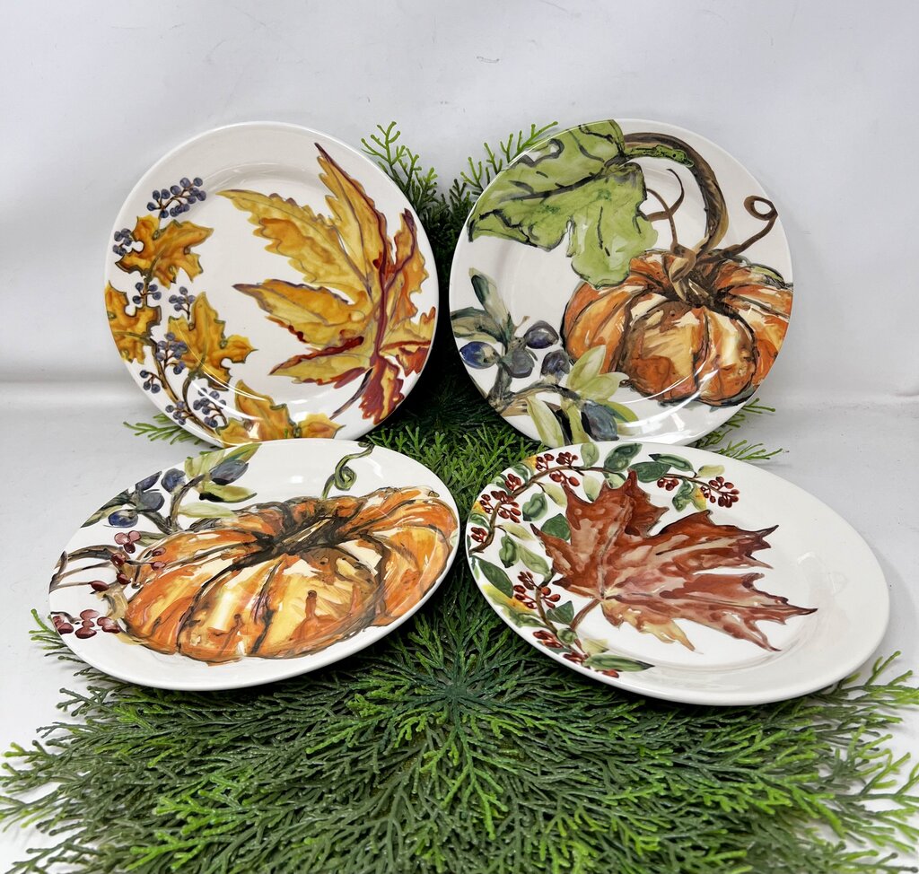Pottery Barn Watercolor Leaves Plate Set