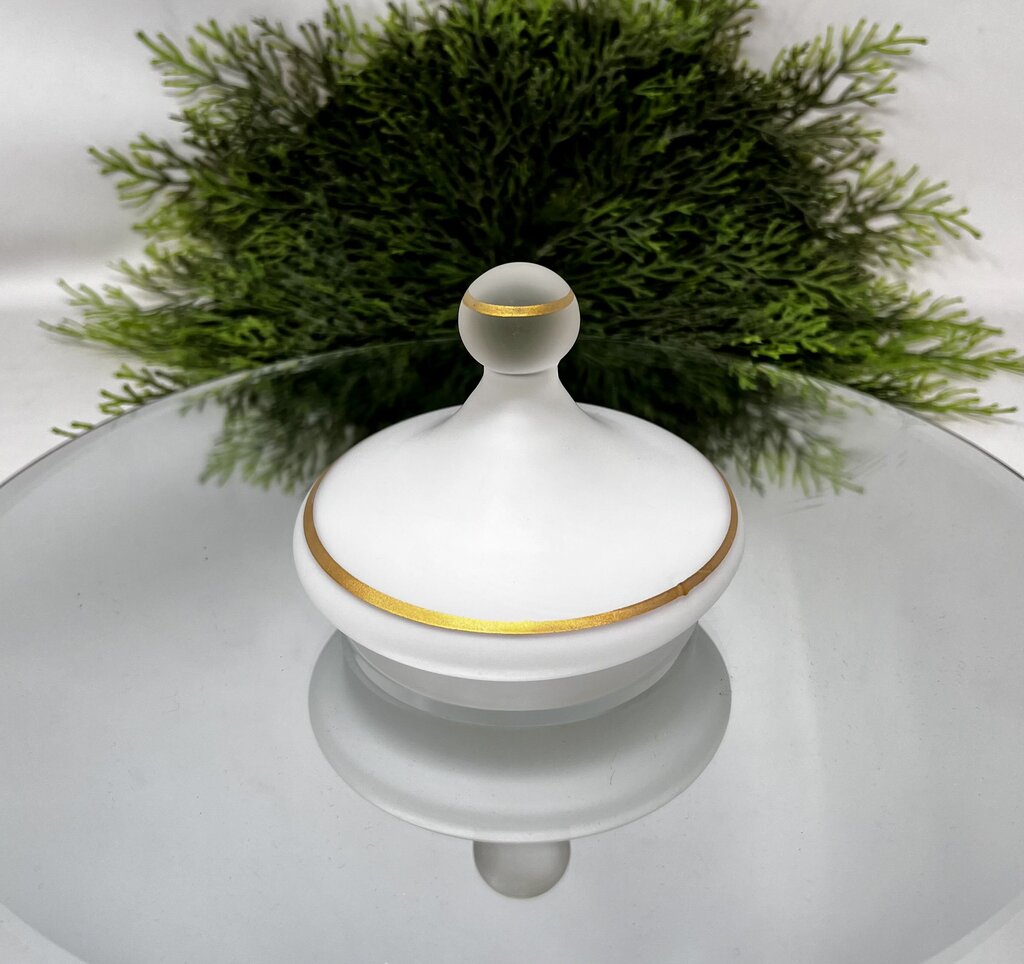 Frosted Red Bird Jar With Finial Lid