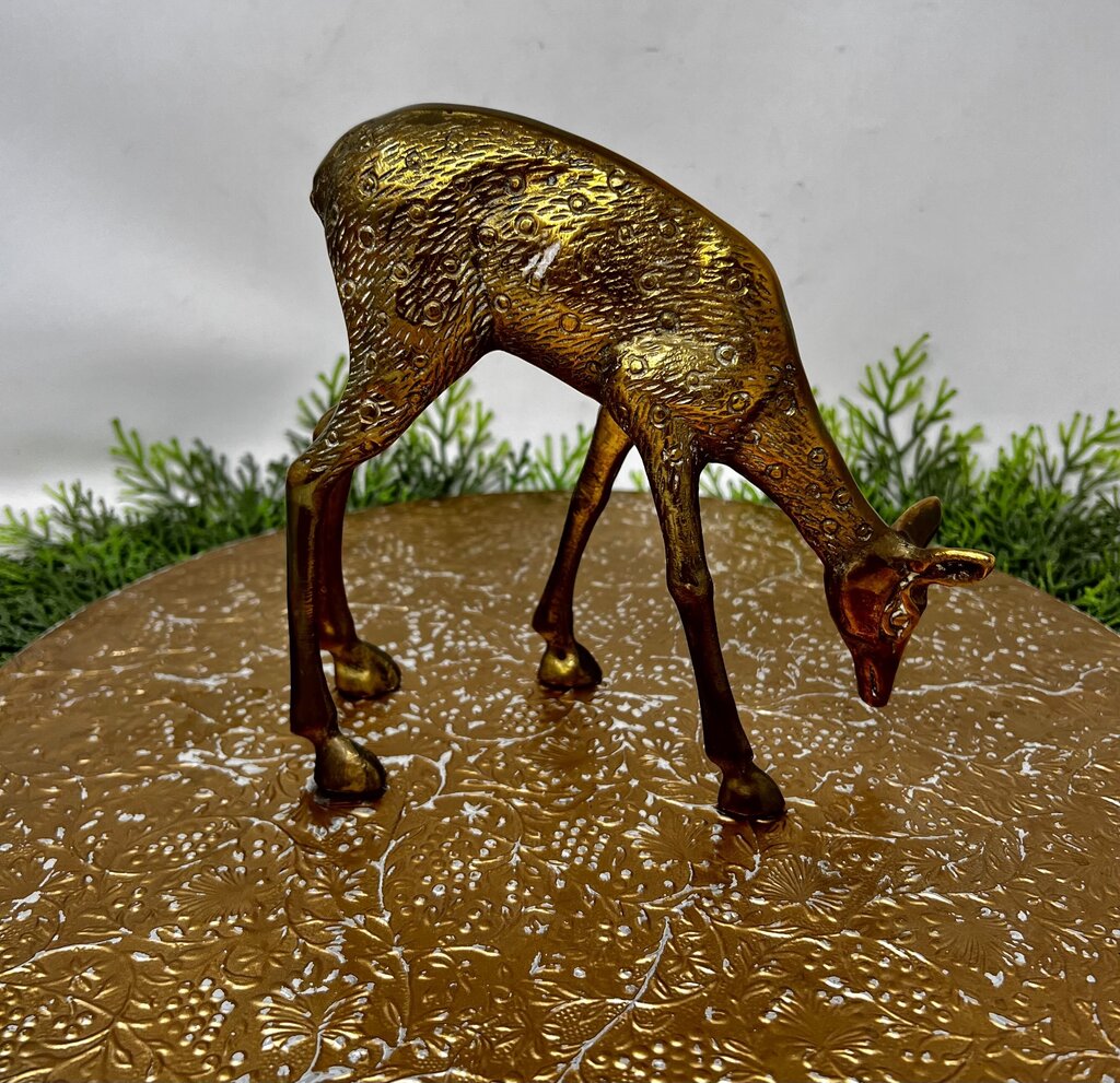Brass Deer Figurine 7"