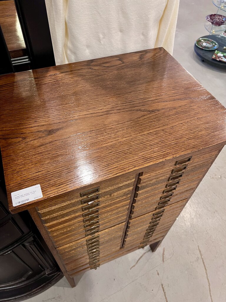 Antique Oak Map Printer Chest