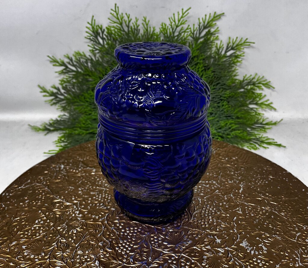 Cobalt Blue Fruit Embossed Candy Dish Apothecary