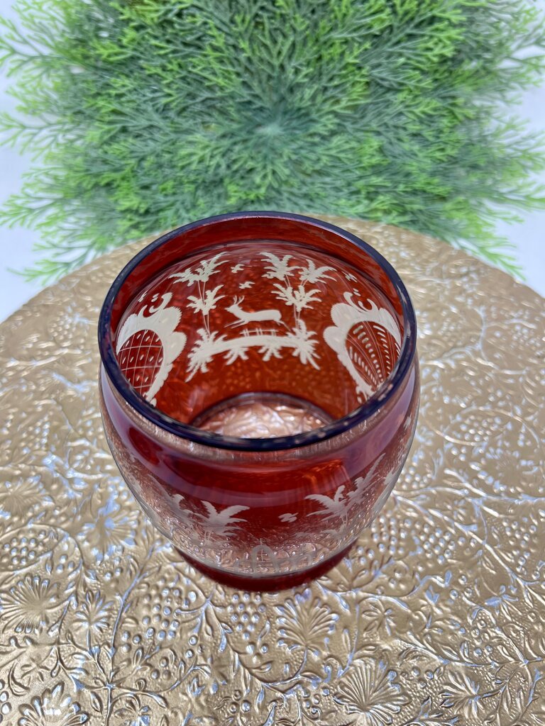 Egermann Bohemian Ruby Red Covered Glass Jar