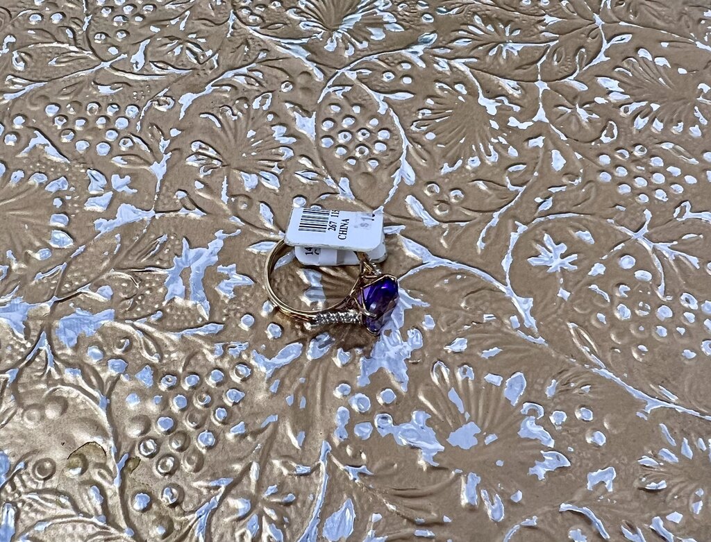 NEW 14k Over Sterling Genuine Amethyst Ring