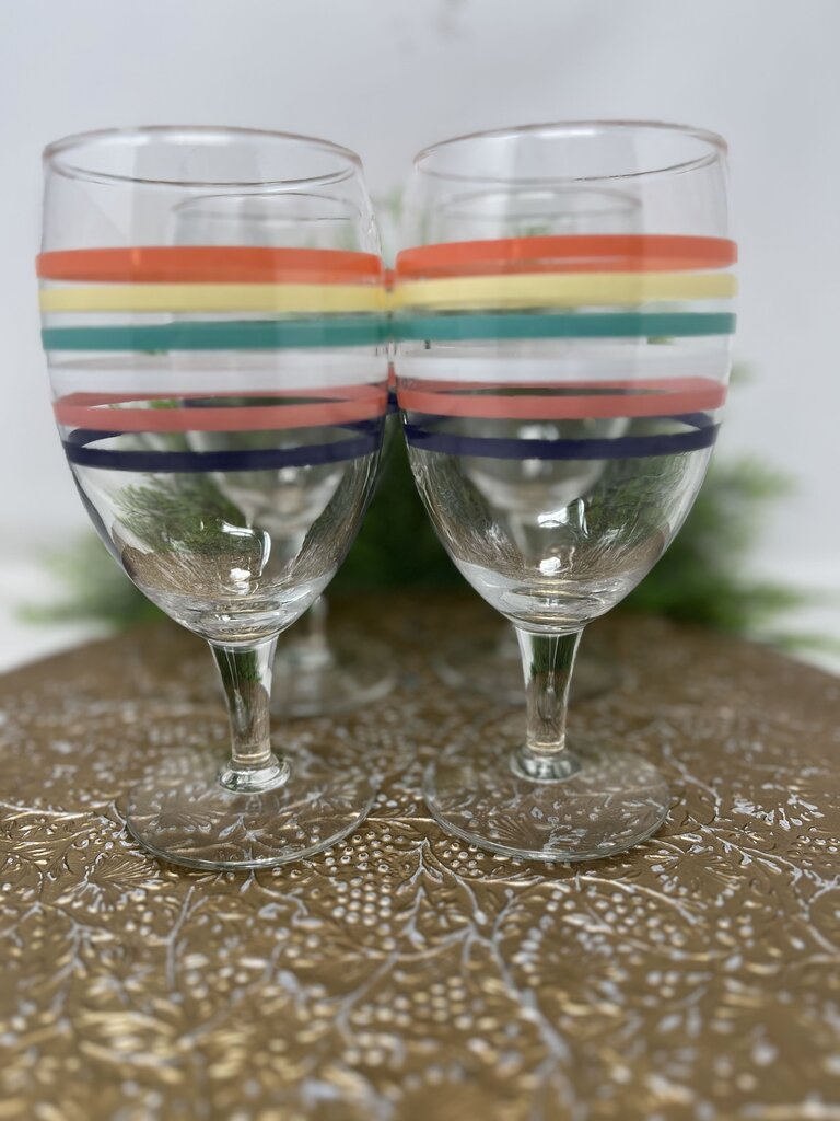 Striped Glass Wine Goblets