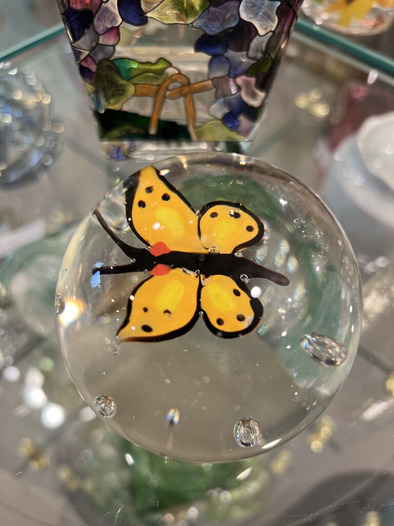 vintage Butterfly glass Paperweight