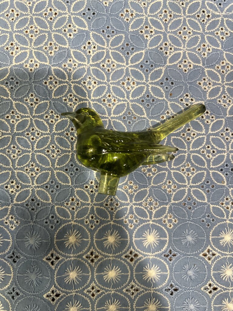 Green Double Gourd Bottle With Glass Bird Finial