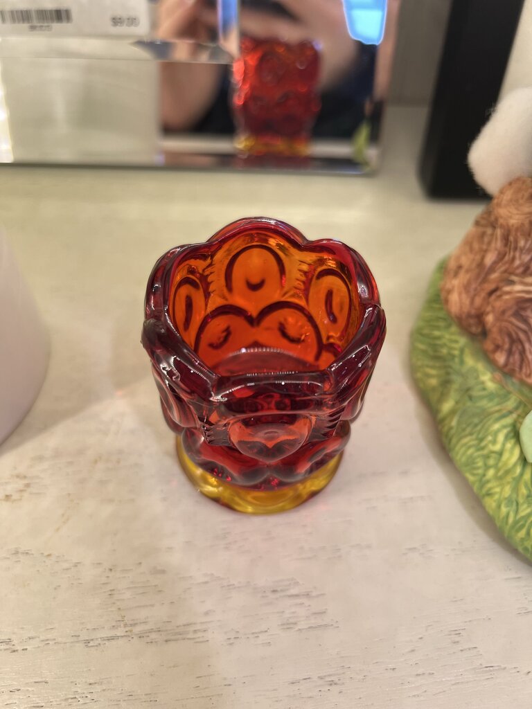 Vintage LE Smith Amberina Red Moon And Stars Toothpick Holder