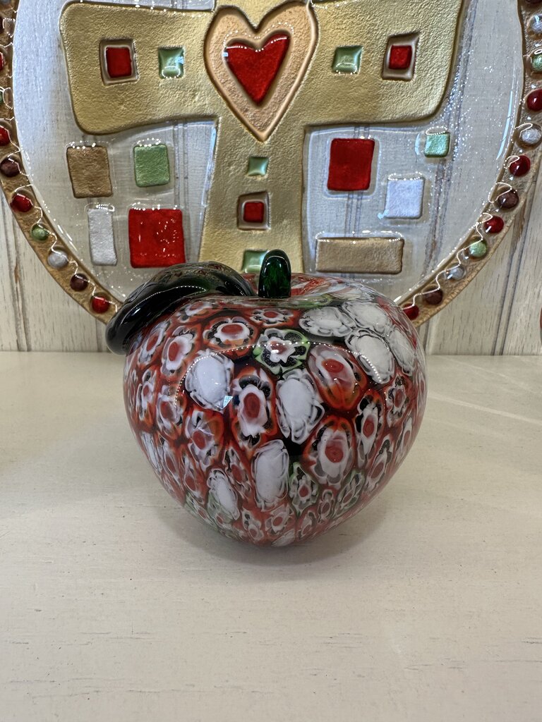 Millefiori Glass Apple Paperweight