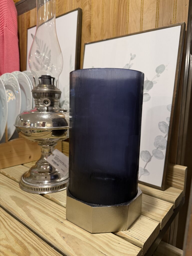 Elements Textured Cylinder Candle Holder With Metal Base