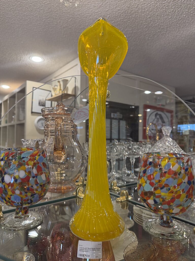 Art Glass Yellow Swung Vase