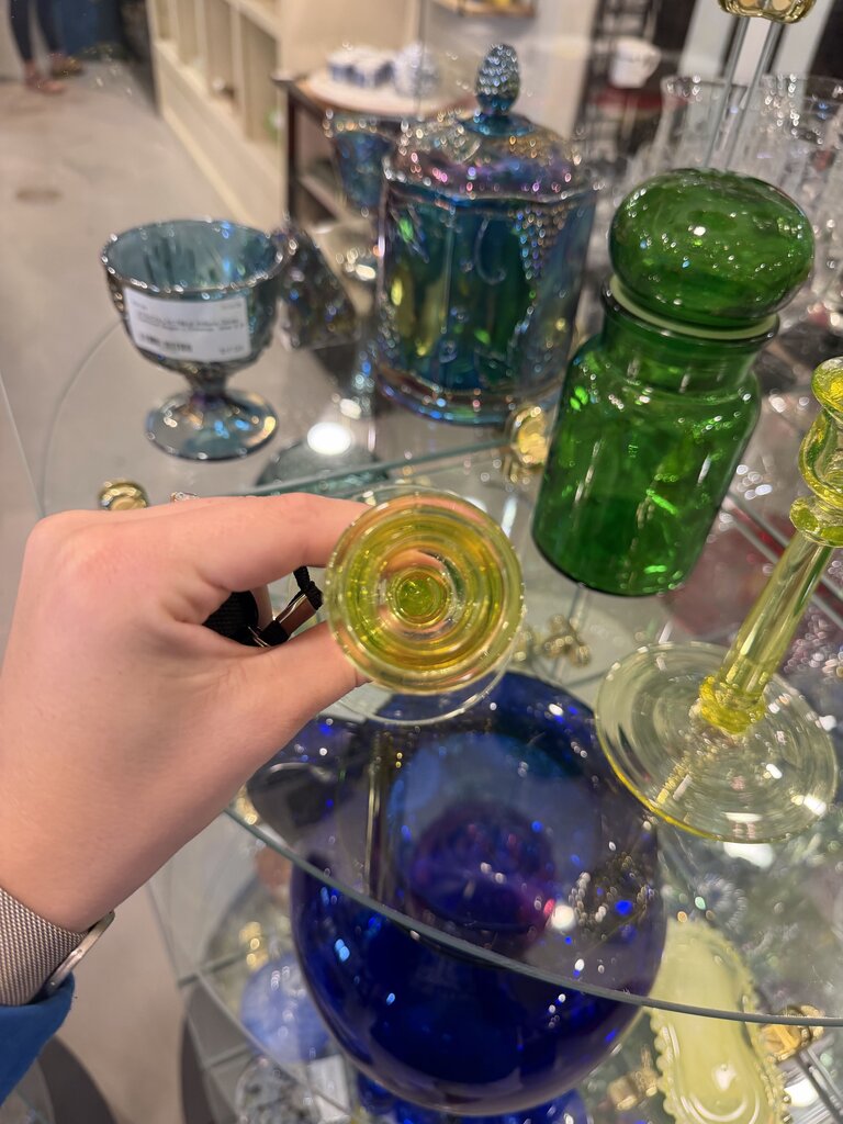 Uranium Green Glass Candlesticks