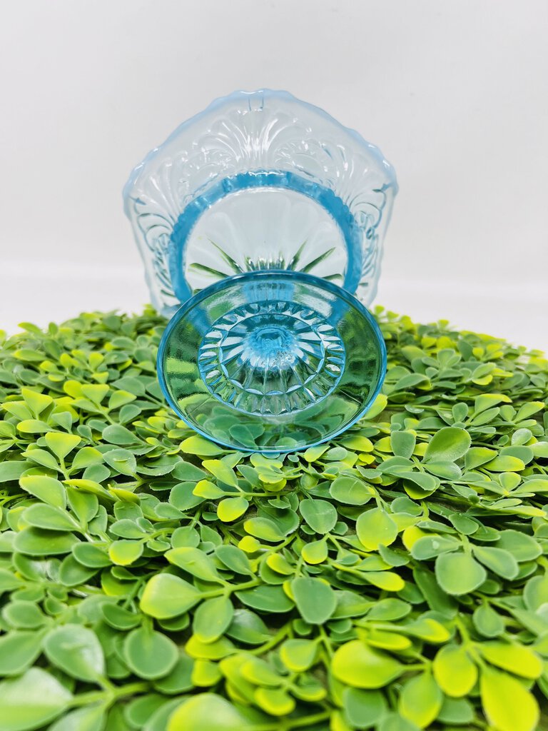 Fenton Blue Glass Pedestal Dish