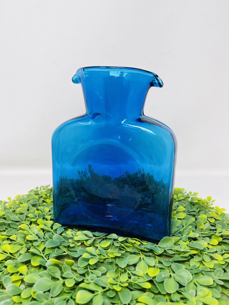 Blenko Blue Pitcher Double Spout