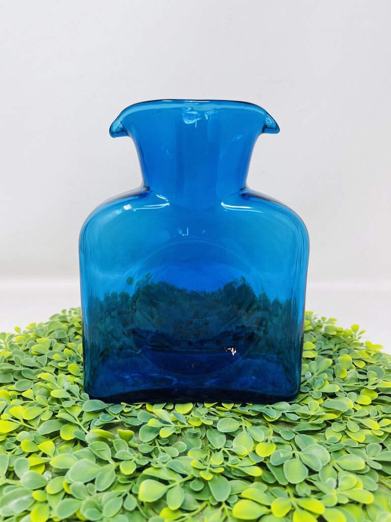 Blenko Blue Pitcher Double Spout