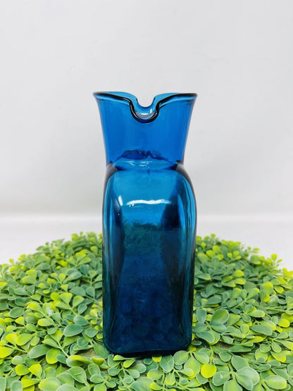 Blenko Blue Pitcher Double Spout