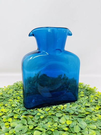 Blenko Blue Pitcher Double Spout