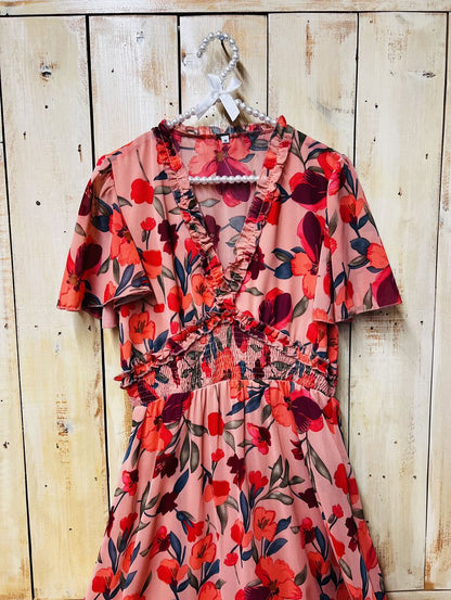 Long Ruffled Floral Dress MEDIUM