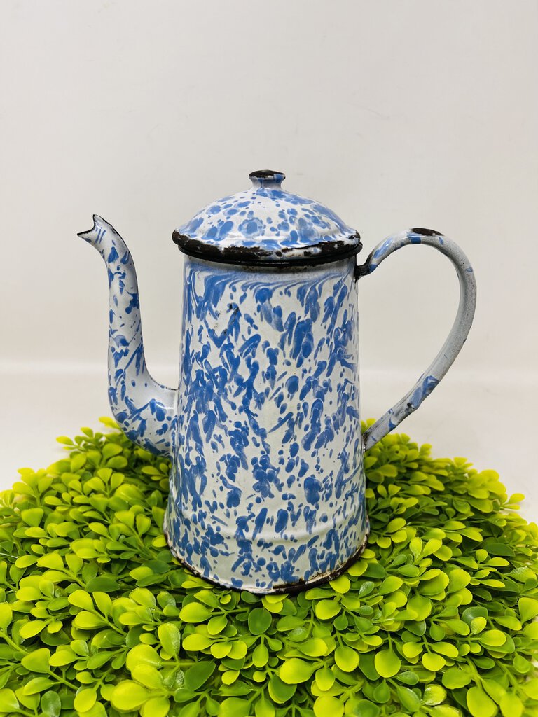 Antique Enamelware Sponge Teapot