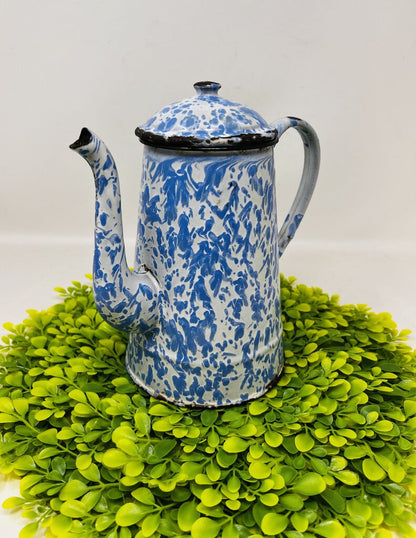 Antique Enamelware Sponge Teapot