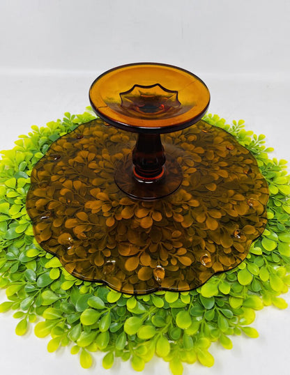 Vintage Indiana Glass Scalloped Edge Cake Stand