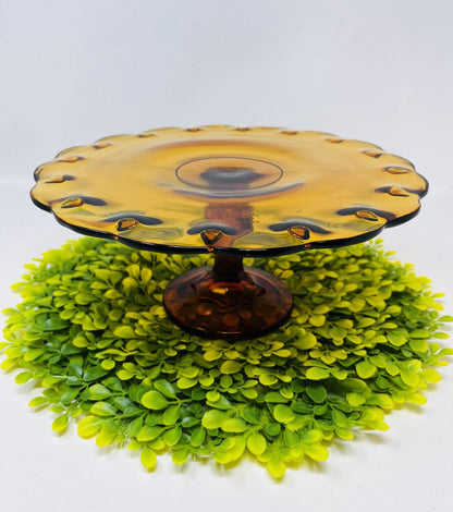 Vintage Indiana Glass Scalloped Edge Cake Stand