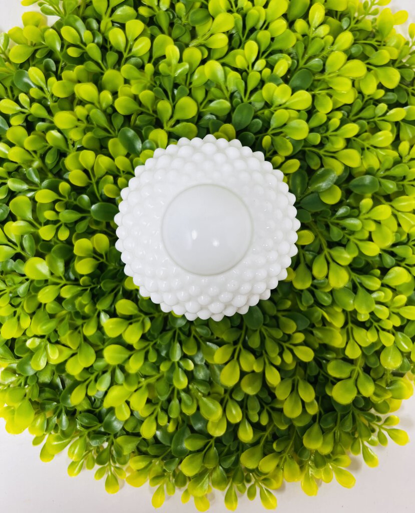 Milk Glass Hobnail Bottle With Glass Stopper