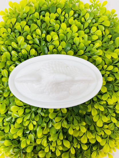 Milk Glass Eagle Covered Dish