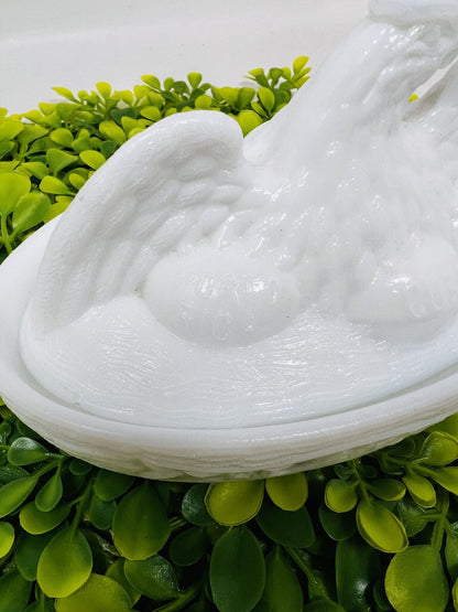 Milk Glass Eagle Covered Dish