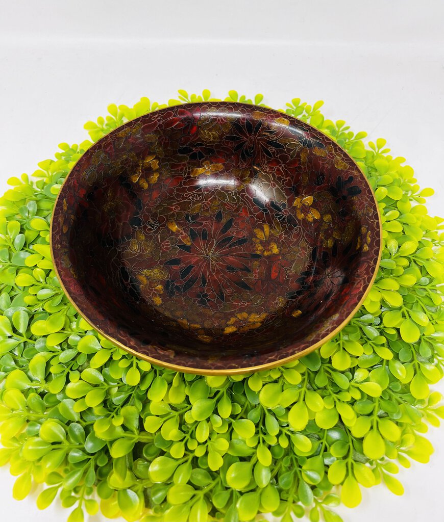 Cloisonne Bowl Brown Flowers