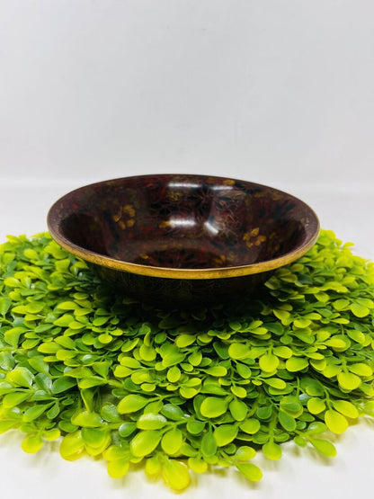 Cloisonne Bowl Brown Flowers