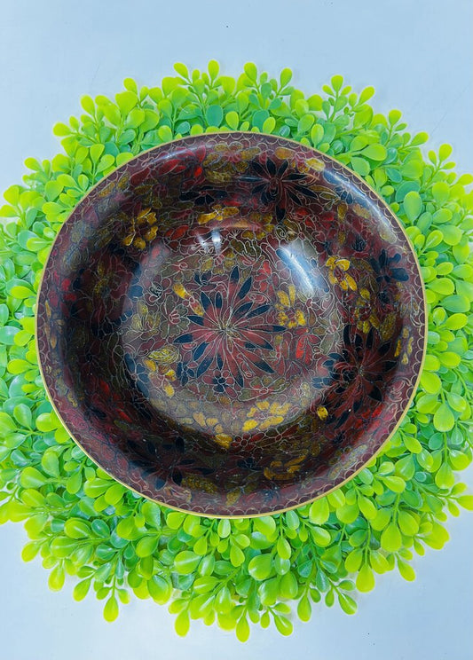 Cloisonne Bowl Brown Flowers