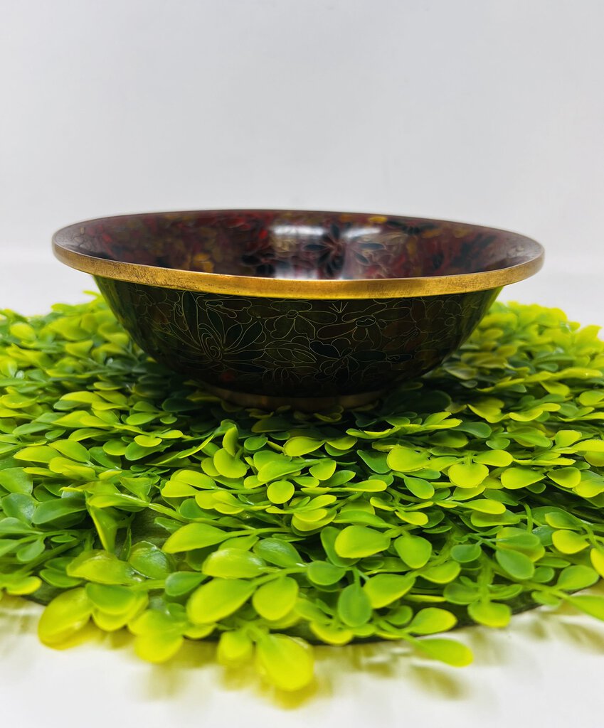 Cloisonne Bowl Brown Flowers