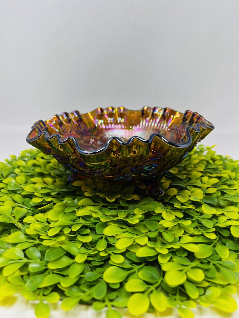 Imperial Carnival Glass Bowl With Roses