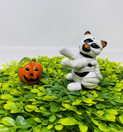 Mummy Cat With Pumpkin Shaker Set