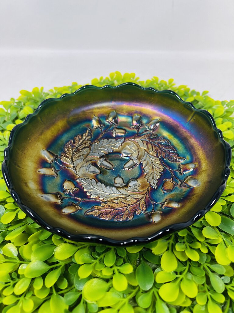 Fenton Acorn Carnival Glass Dish