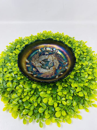 Fenton Acorn Carnival Glass Dish