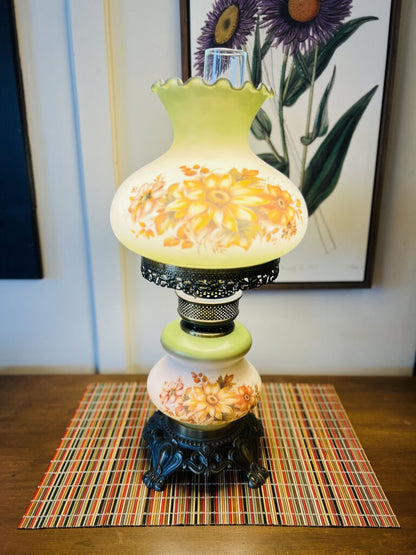 Vintage Hurricane Floral Lamp