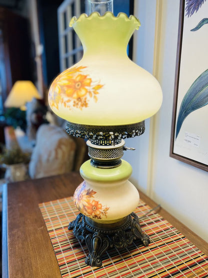 Vintage Hurricane Floral Lamp