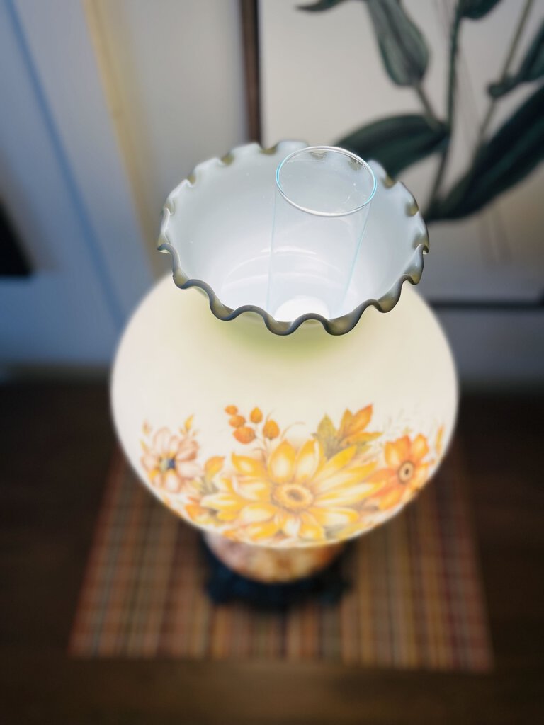 Vintage Hurricane Floral Lamp