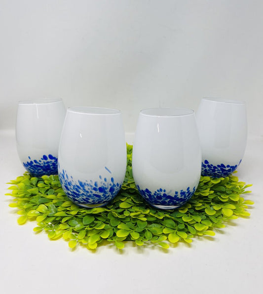 Blue Spotted Wine Glasses