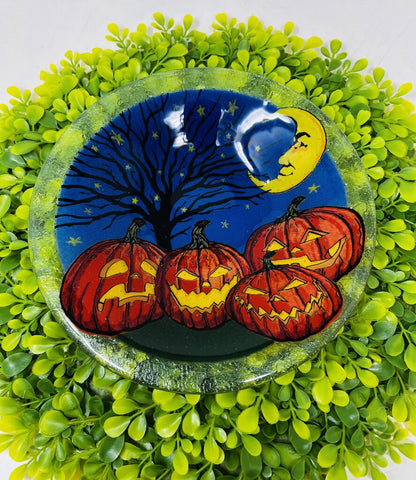 Peggy Karr Glass Bowl Halloween Pumpkin Patch