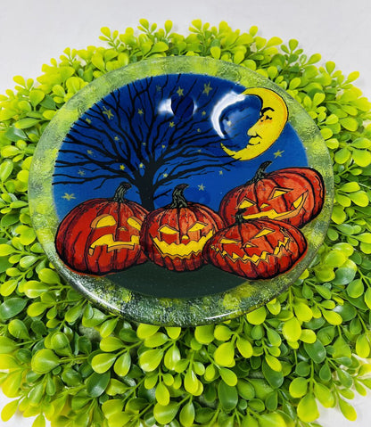 Peggy Karr Glass Bowl Halloween Pumpkin Patch